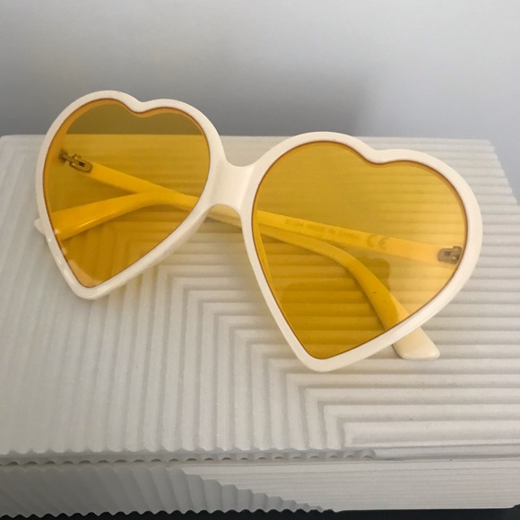 Accessories - Vanilla Heart Frame Sunglasses with Yellow Lenses